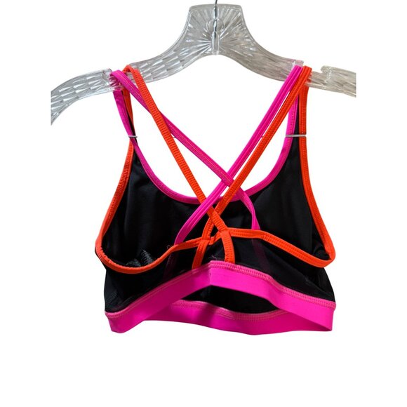 Womens Strappy Black & Pink Sports Bra By WITH Wear It To Heart - Picture 2 of 10